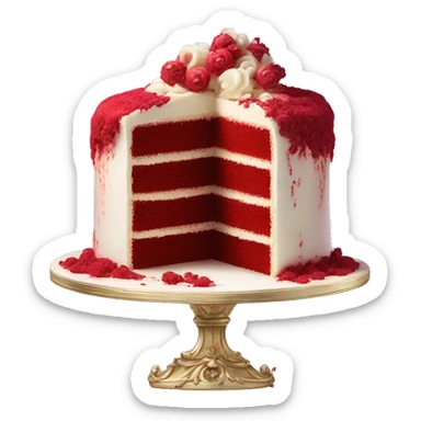highly detailed rococo red velvet cake sticker
