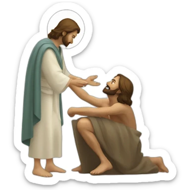 Jesus healing a mute man sticker