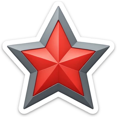  2d Grey star with red star on inside sticker
