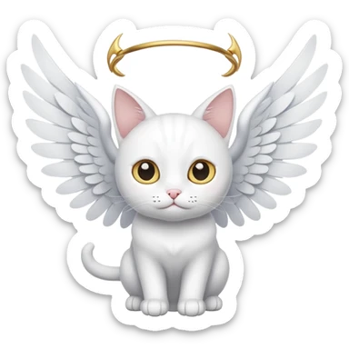 white cat with wings sticker