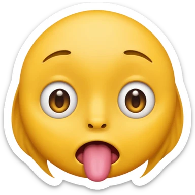 ios face emoji with both pupils at the center of the eye as if looking at the nose with tounge out sticker