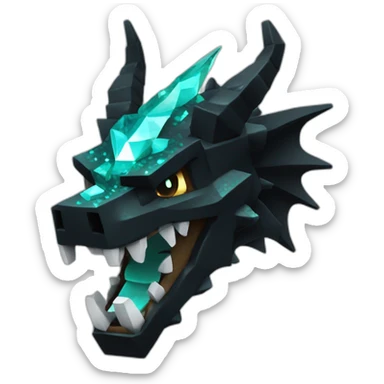 Minecraft Glitter Black Dragon Head With Diamond Horn sticker