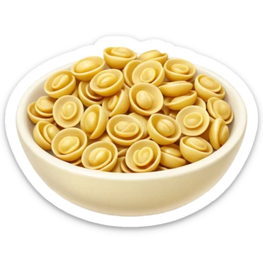 realistic orecchiette pasta in a bowl, shiny highlights, soft shadows sticker