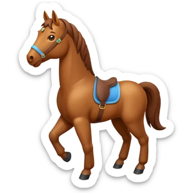 horse standing, isometric, cheerful emoji expression sticker