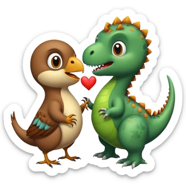 A sparrow makes love with a dinosaur  sticker