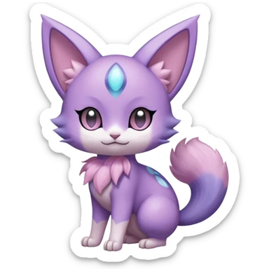 Smooth Soft Dark Pastel Meloetta-Purrloin-Gatomon-Skitty-Delcatty-Pokémon-Digimon-Fakémon-fusion-hybrid-creature sticker