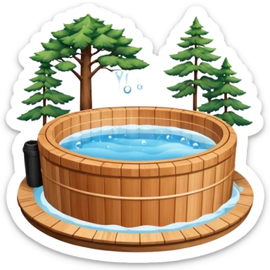 outdoor hot tub made of wood sticker