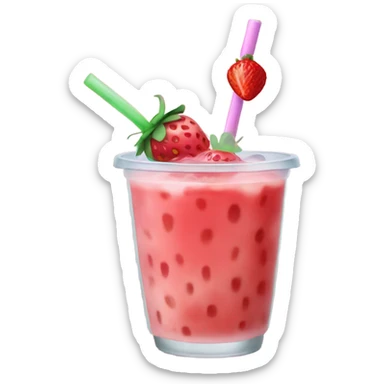Strawberry boba drink sticker