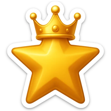 Make the gold star with crown look like a star badge in the style of Apple emojis with a transparent background. Keep the apple emoji style look and feel. sticker
