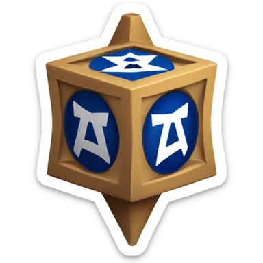 Jewish dreidel a four-sided spinning top, played during the Jewish holiday of Hanukkah sticker