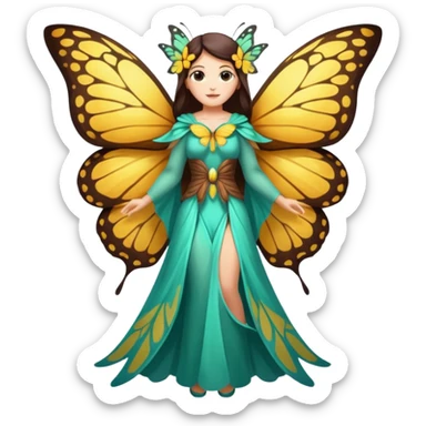 nature spirit woman dressed as butterfly herald, wing sleeves spread sticker