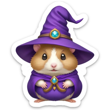 cute hamster wearing a small purple witch hat sticker