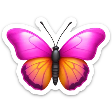 Hot pink orange yellow butterfly  sticker