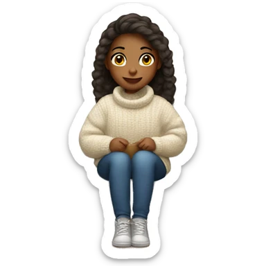 Girl sitting in cozy sweater sticker