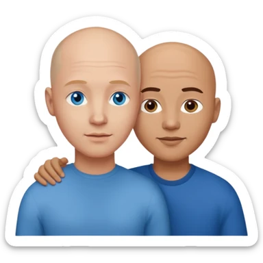 Bald white man blue eyes in love with Filipina woman sticker