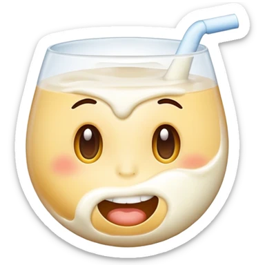 Emoji with relaxed eyes with milks rolling in the mouth sticker