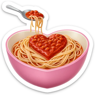 Spaghetti in heartshaped pink bowl sticker