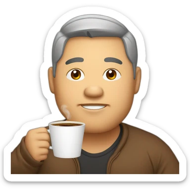 big fat asian man with coffee sticker