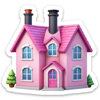 Pretty pink cartoon house sticker