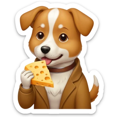 Dog eat a cheese sticker
