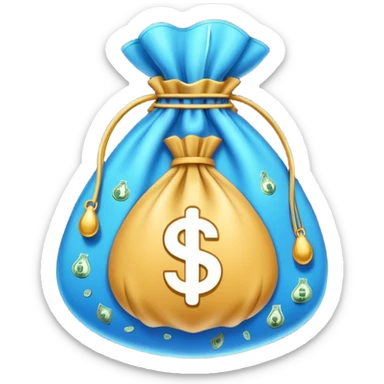 Minimal line-art icon of a money bag with sparkles around it, clean modern style, simple outlines, slight 3D, no background, transparent, represents clean and ethical income. sticker