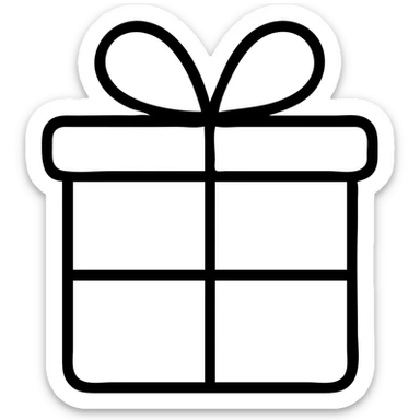 outlined gift box with ribbon icon sticker