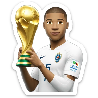 Mbappe entrain de soulever la coupe du monde et l euro en même temps sticker