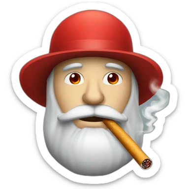 bearded man red eyes smoking cigaret with cap  sticker