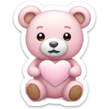 Light pink teddy bear with white heart sticker