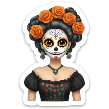 Dia de los muertos with hair rollers sticker