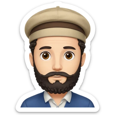 Jewish man with a kippot on his head and curls sticker