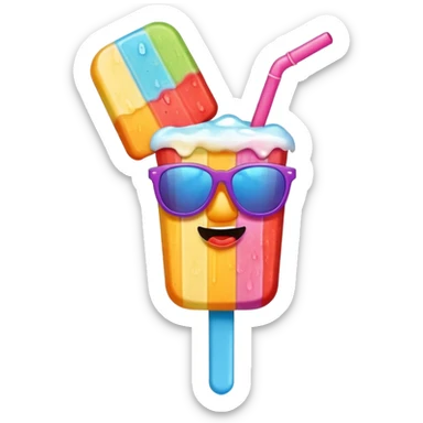 popsicle with accessories and eyes sticker