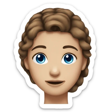 Pretty girl brown hair blue eyes sticker