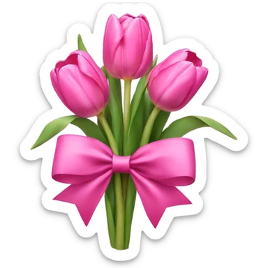 Pink tulips with a bow sticker