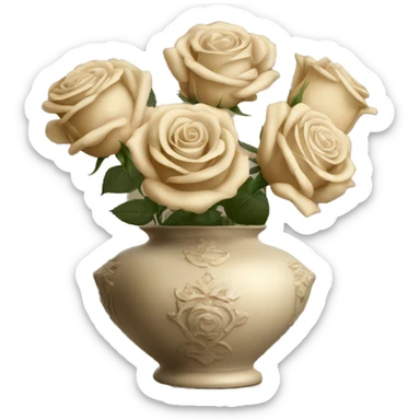 Beige roses in a vintage vase sticker