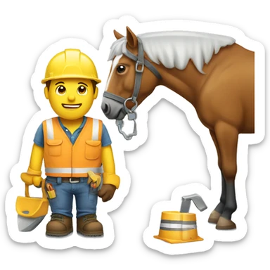 Horse doing construction worker  sticker