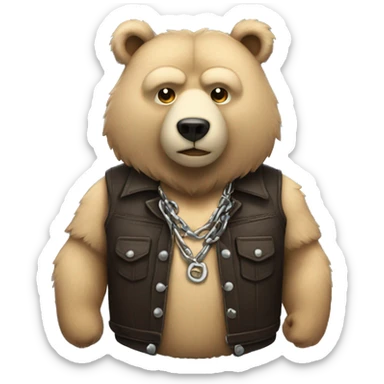 bear wearing a leather vest and thick chain sticker