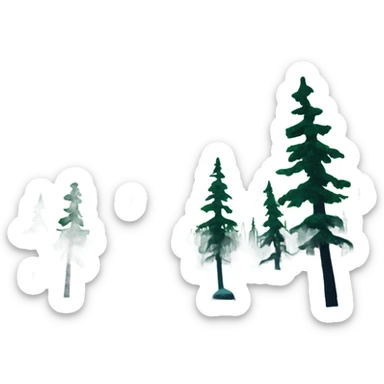 Northern lights, with trees sticker