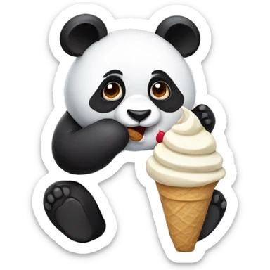 Panda eating ice cream sticker