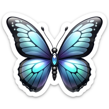 Glossy shiny Obsidian glass crystal butterfly sticker