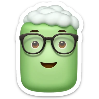 green marshmallow with glassess, just marshmallow sticker