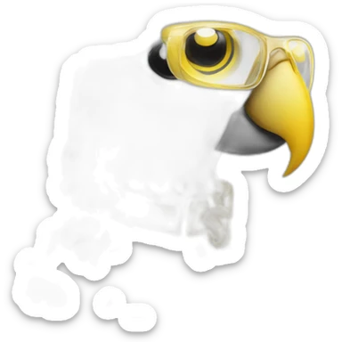 white parrot with a yellow crest in transparent glasses sticker