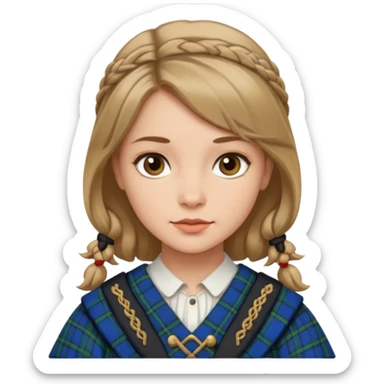 female with scottish attire and dark blonde hair sticker