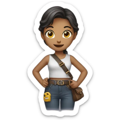 girl holding a belt in her hand sticker