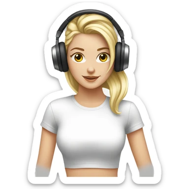 White girl electro dj on turntables sticker