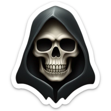 grim reaper skull on black background with heavy black gradient fade sticker