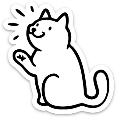 Curious cat looking up with one paw raised sticker