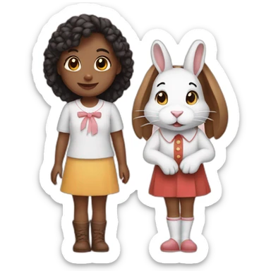 two girlsand one white rabbit sticker