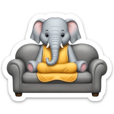 Please generate an emoji of An elephant is sitting on the sofa sticker
