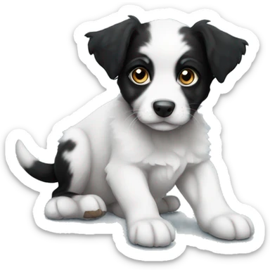 Aussie puppy black tri, ble eyes,  sticker